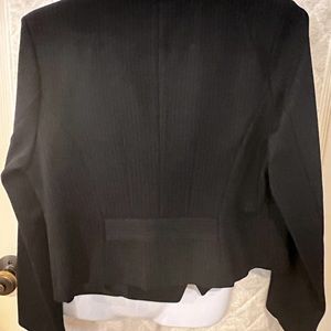Black with grey pinstripe waist length blazer